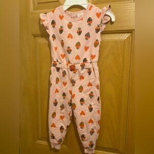 Wonder Nation Pink Strawberry Heart Jumpsuit